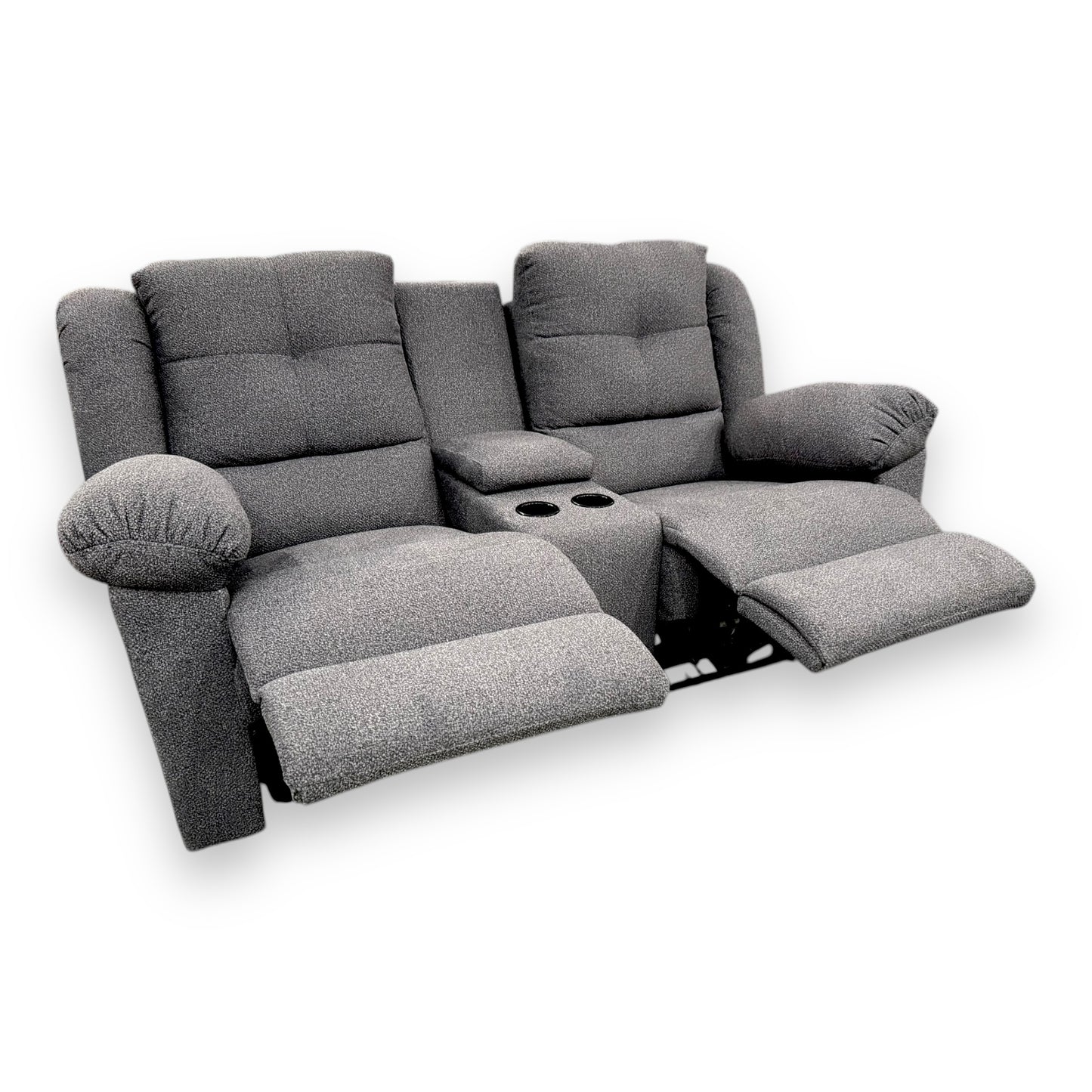 SALA AMÉRICA CON SOFÁ Y LOVESEAT CON 4 RECLINABLES Y CONSOLA CON PORTA VASOS