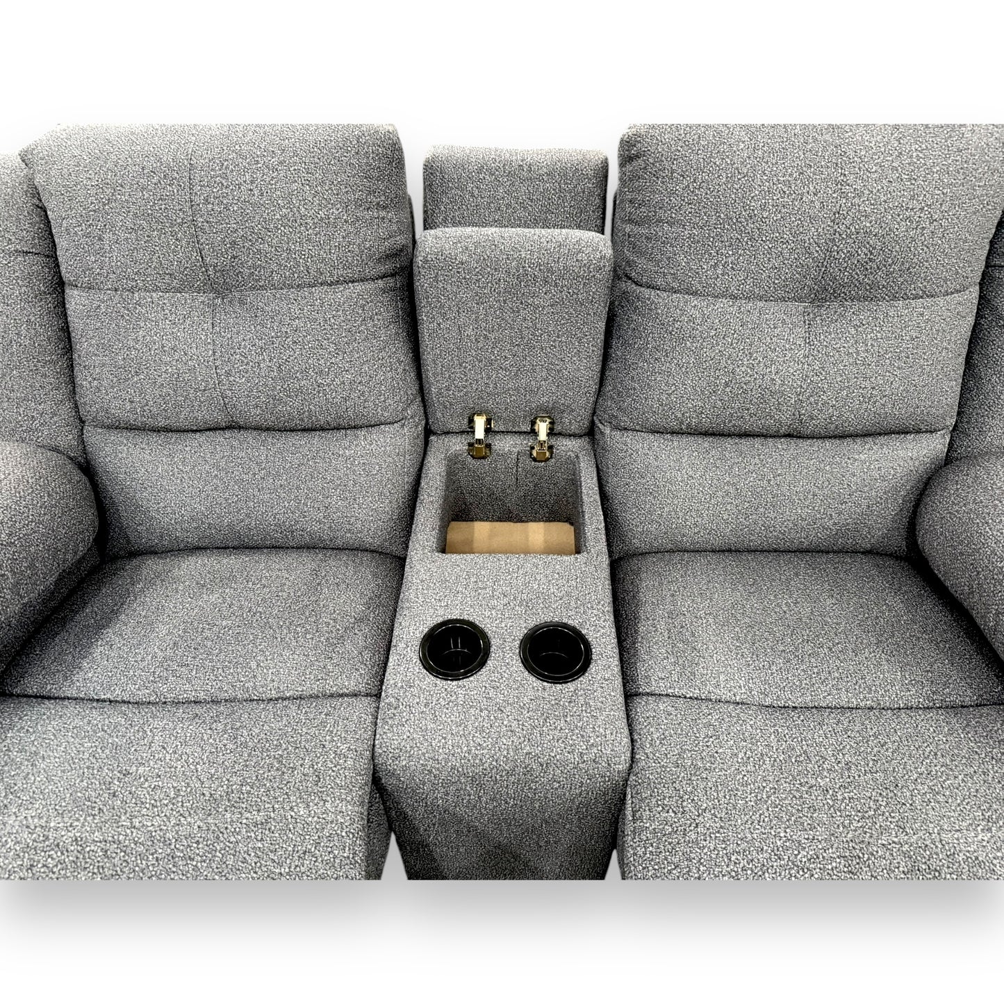 SALA AMÉRICA CON SOFÁ Y LOVESEAT CON 4 RECLINABLES Y CONSOLA CON PORTA VASOS