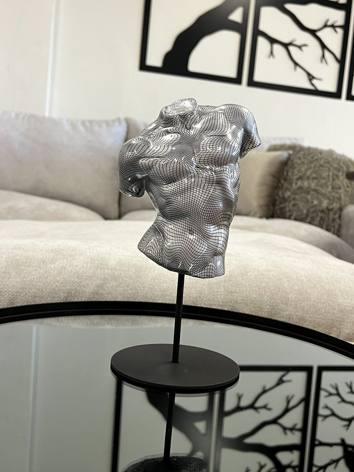 FIGURA DECORATIVA TORSO PLATA/NEGRO