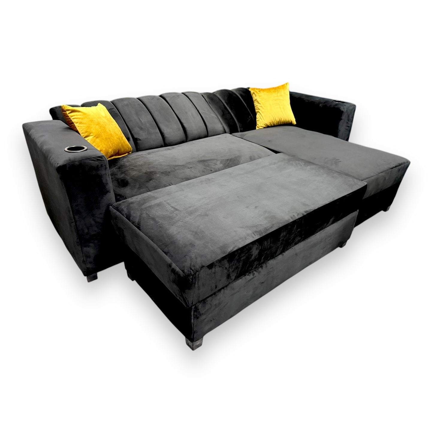 SALA CAMA VERSA FRANJAS TERCIOPELO ESTILO MODERNO CON PORTAVASOS