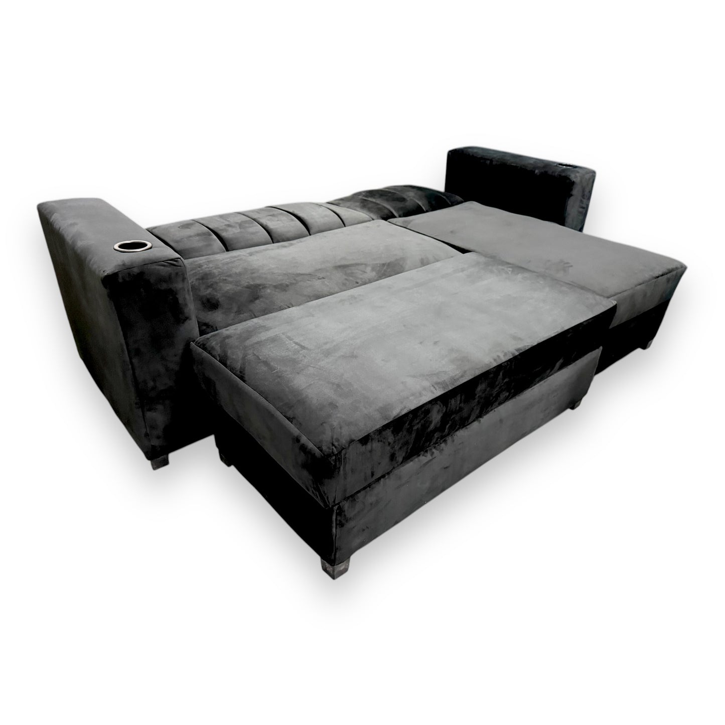 SALA CAMA VERSA FRANJAS TERCIOPELO ESTILO MODERNO CON PORTAVASOS