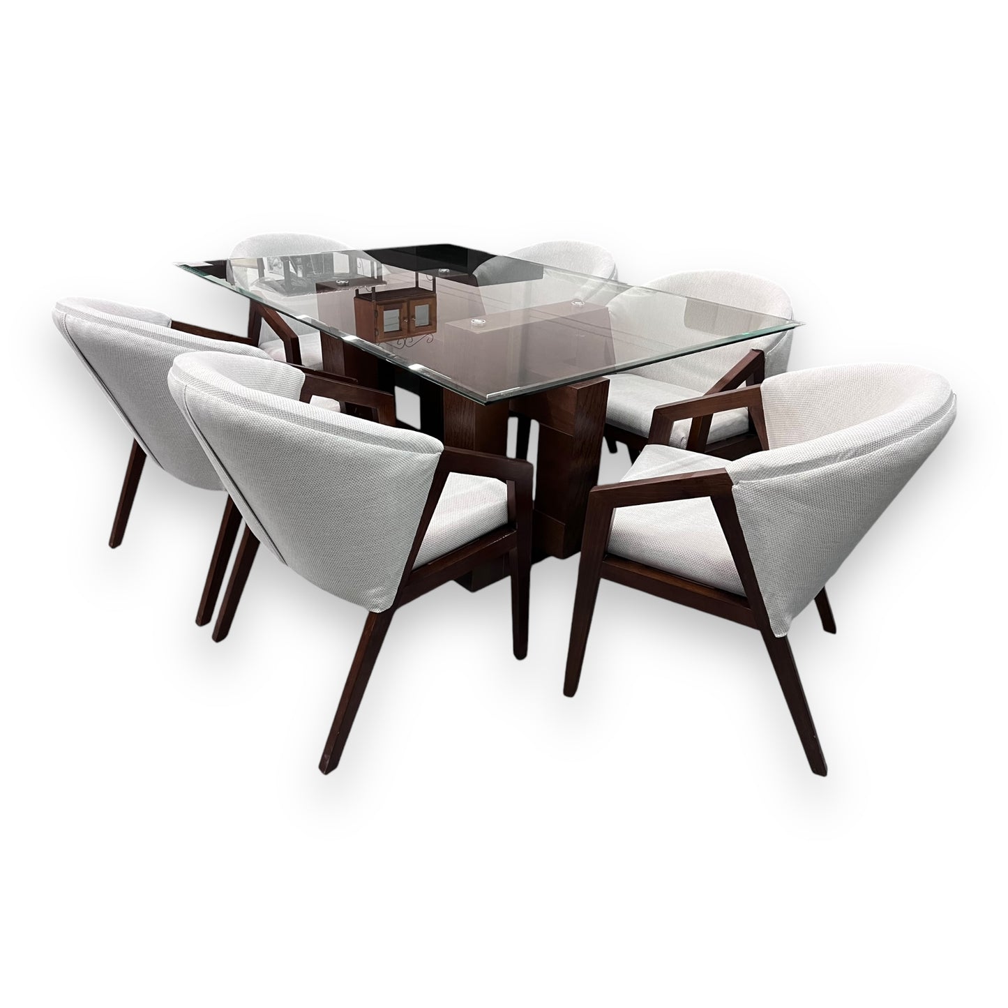 COMEDOR BOSTON C CON MESA DE VIDRIO Y 6 SILLAS