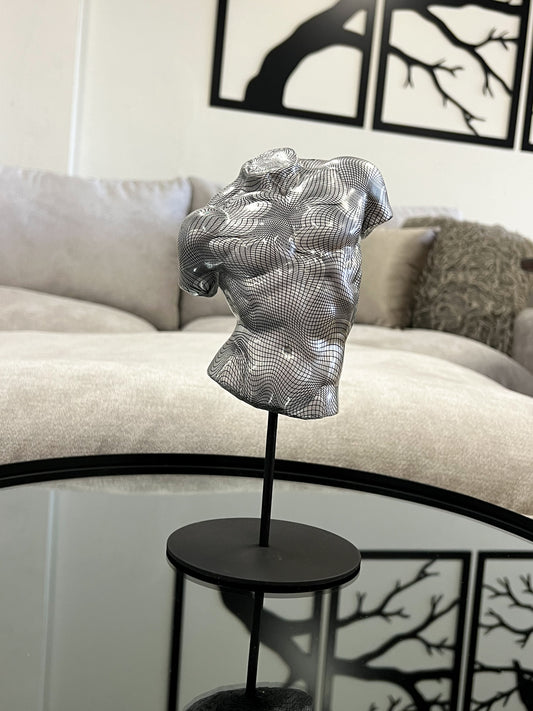 FIGURA DECORATIVA TORSO PLATA/NEGRO